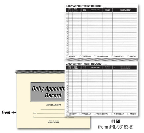 Daily Appointment Record Book   Form# RL 98183