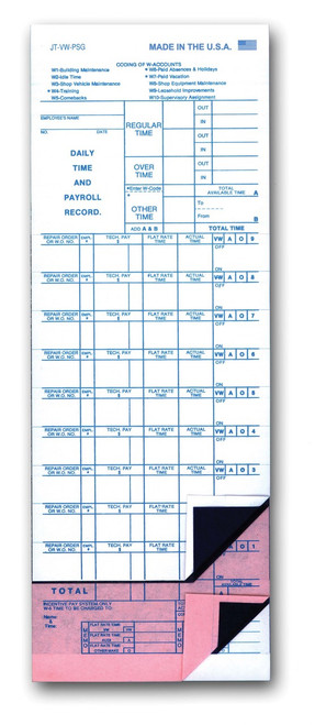 Job Time Tickets 133: Form# JT-VW-PSG (250 qty)