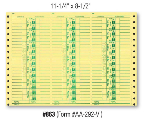 Time Clock Cards   Form# AA 292 VI