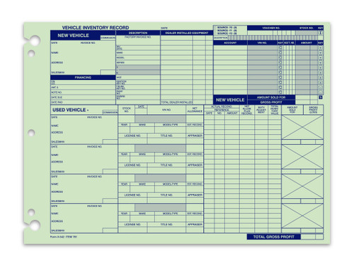 Vehicle Inventory Records  Form #A-542 (50-pack)