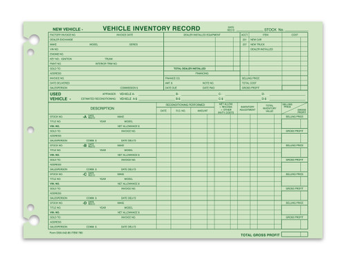 Vehicle Inventory Records  Form #DSA-542-85 (50-pack)