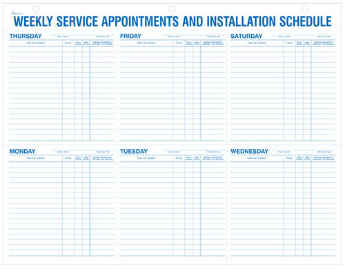 Weekly Service Appointments