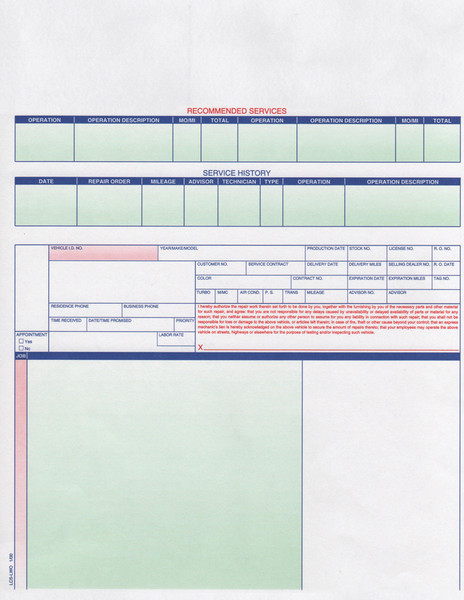 Laser Repair Orders (20#) - Form #LZR-RO-11-20