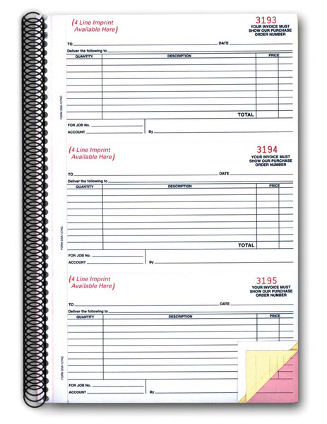 3-Part Purchase Order Book (Form# DSA-127-NC) IMPRINTED