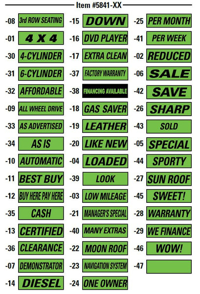 Slogan Window Stickers - Black on Green