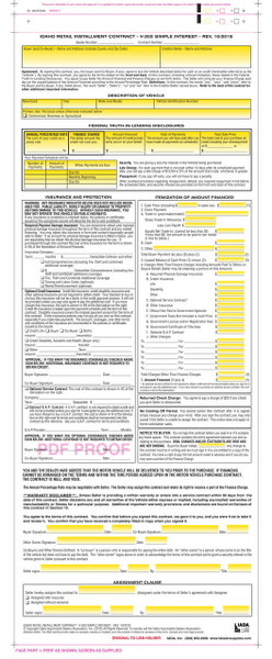 IDAHO RETAIL INSTALLMENT CONTRACT: SIMPLE INTEREST-10/2018: (IADA-V202)