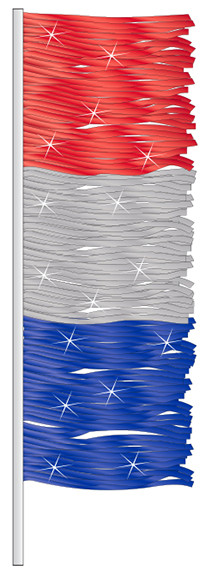 ANTENNA FLAG - Metallic Fringe: Red, Silver, Blue - QTY. 12