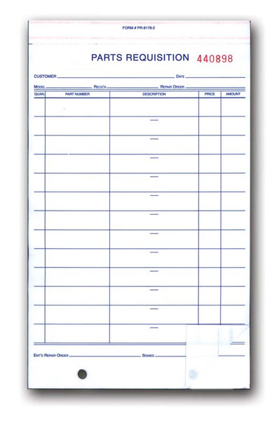 Parts Requisition Form   Form# PR-8178-2