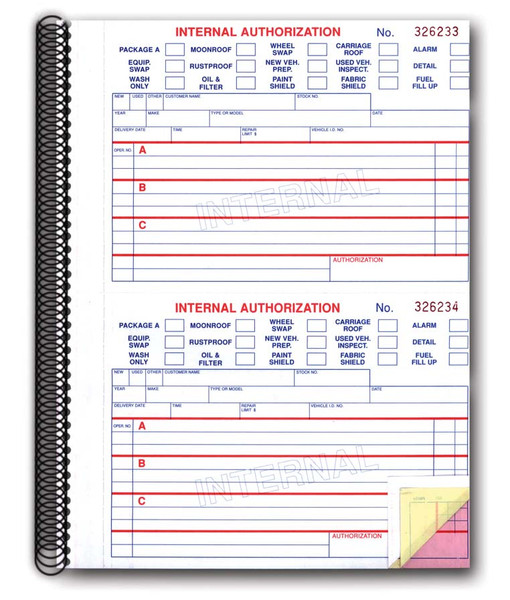 Internal Authorization Book (3-Part)  100/book