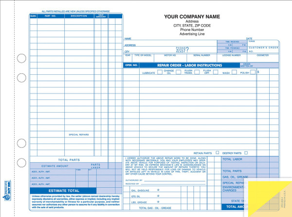 Repair Order   3-Part, Carbonless   Form# RO-664-3