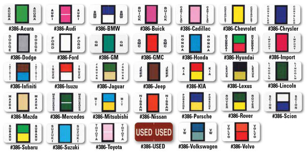FILE RIGHT Color-Code Auto-Makes (Ringbook) - 270 Auto-Make Labels per set