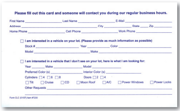 After Hour Customer Lead Cards