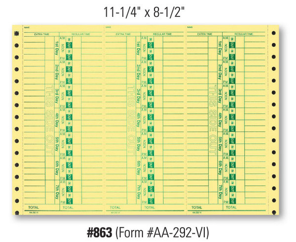 Time Clock Cards   Form# AA 292 VI