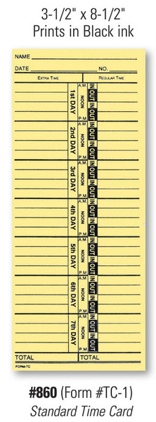 Time Clock Cards  Form# TC 1