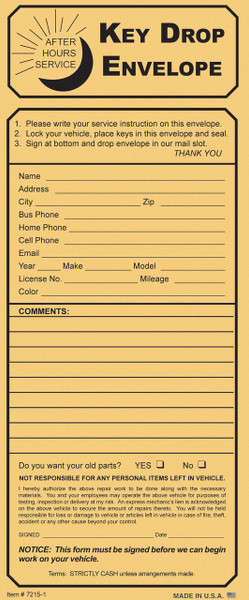 Night Drop Envelopes  -  500 Per Box