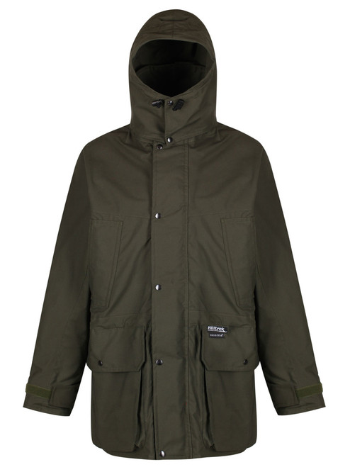 Colour: Olive. A fully specified organic double Ventile® Jacket ideal for a wide range of outdoor activities including field sports, bushcraft and birdwatching.