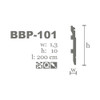 Vue en coupe de la plinthe BBP-101, détail des matériaux et dimensions.