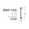 Coupe transversale de la plinthe BBP-102, détail technique et dimensions.