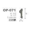 Moulure murale OP-071 en coupe transversale, détail structurel et dimensions.