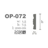 Moulure murale OP-072 en coupe transversale, détail des dimensions et structure.