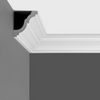 Corniche de plafond CES-061, vue en perspective, finition blanche mate.