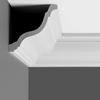 Corniche de plafond CET-081 en vue frontale, finition blanche mate.