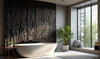 Panneau PU Charred Timber 300 x 75 cm, visualisation en intérieur moderne.
