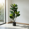 Vue détaillée du ficus artificiel 125 cm, mettant en valeur les feuilles texturées et les branches n