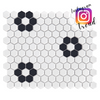 Mosaïque Mini Hexagone Noir et Blanc Fleur Premium mat