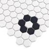 Mosaïque Mini Hexagone Noir et Blanc Fleur Premium mat