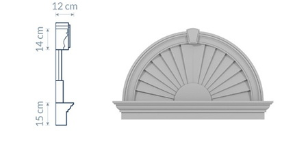 Fronton de fenêtre NA12 - En forme d'arc Personnalisée - Coupes et finition d’usine – gratuites.