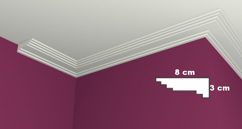 Corniche de Plafond LW13 - Détails en relief avec un design en escalier