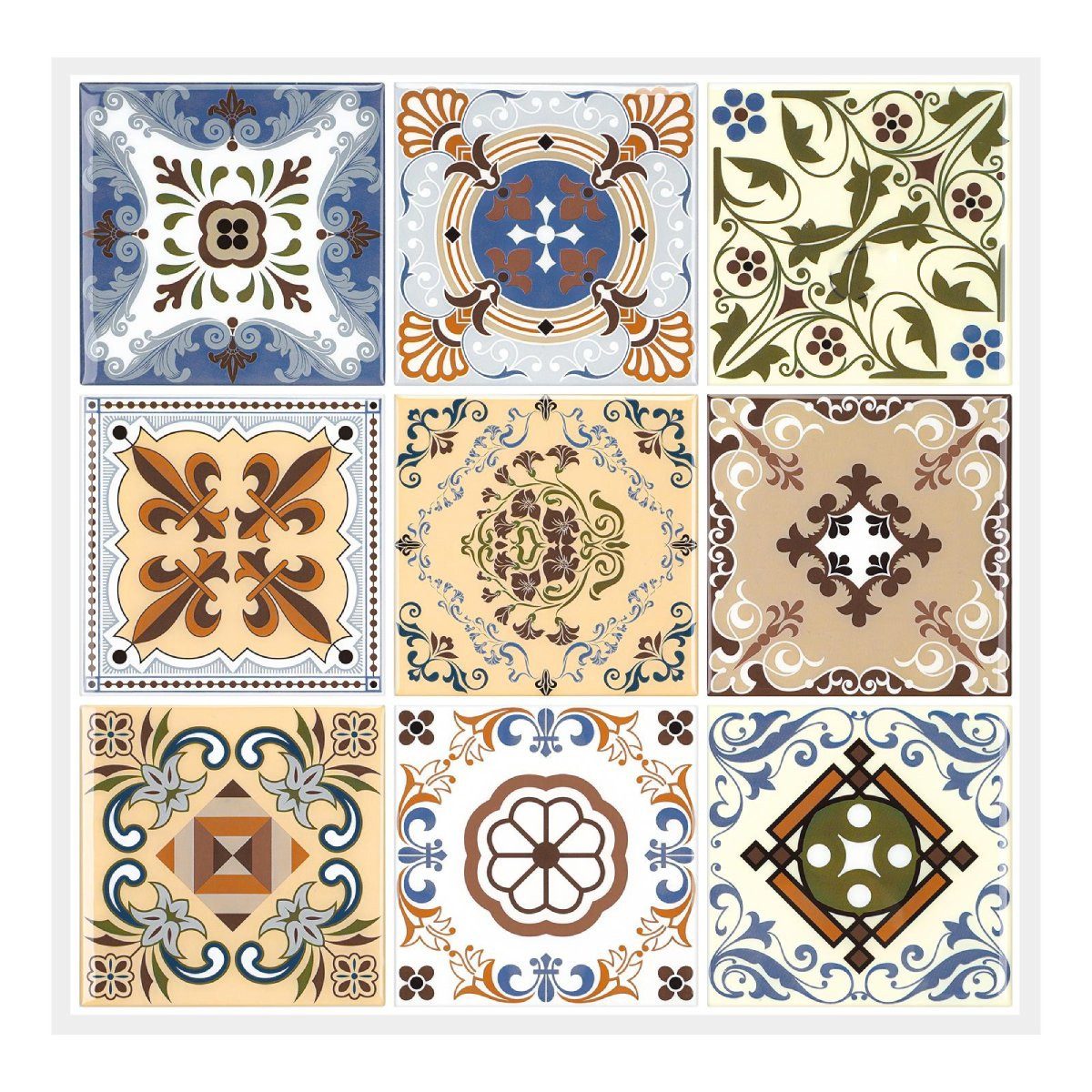 Lot de 20 Carreaux 3D Auto-Adhésifs, motifs floraux et géométriques