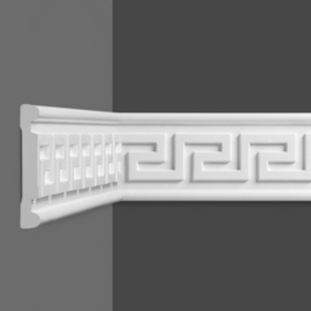 Moulure murale OP-081 en vue de face, finition blanche mate.