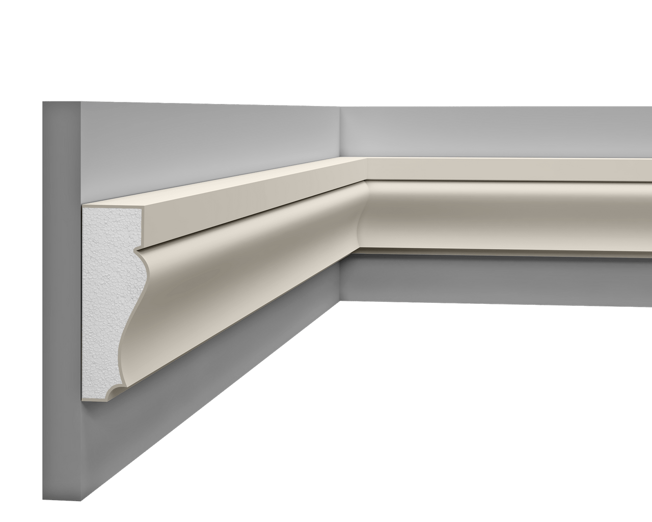 Moulure LP 005 en styrodur, finition moderne pour intérieurs.