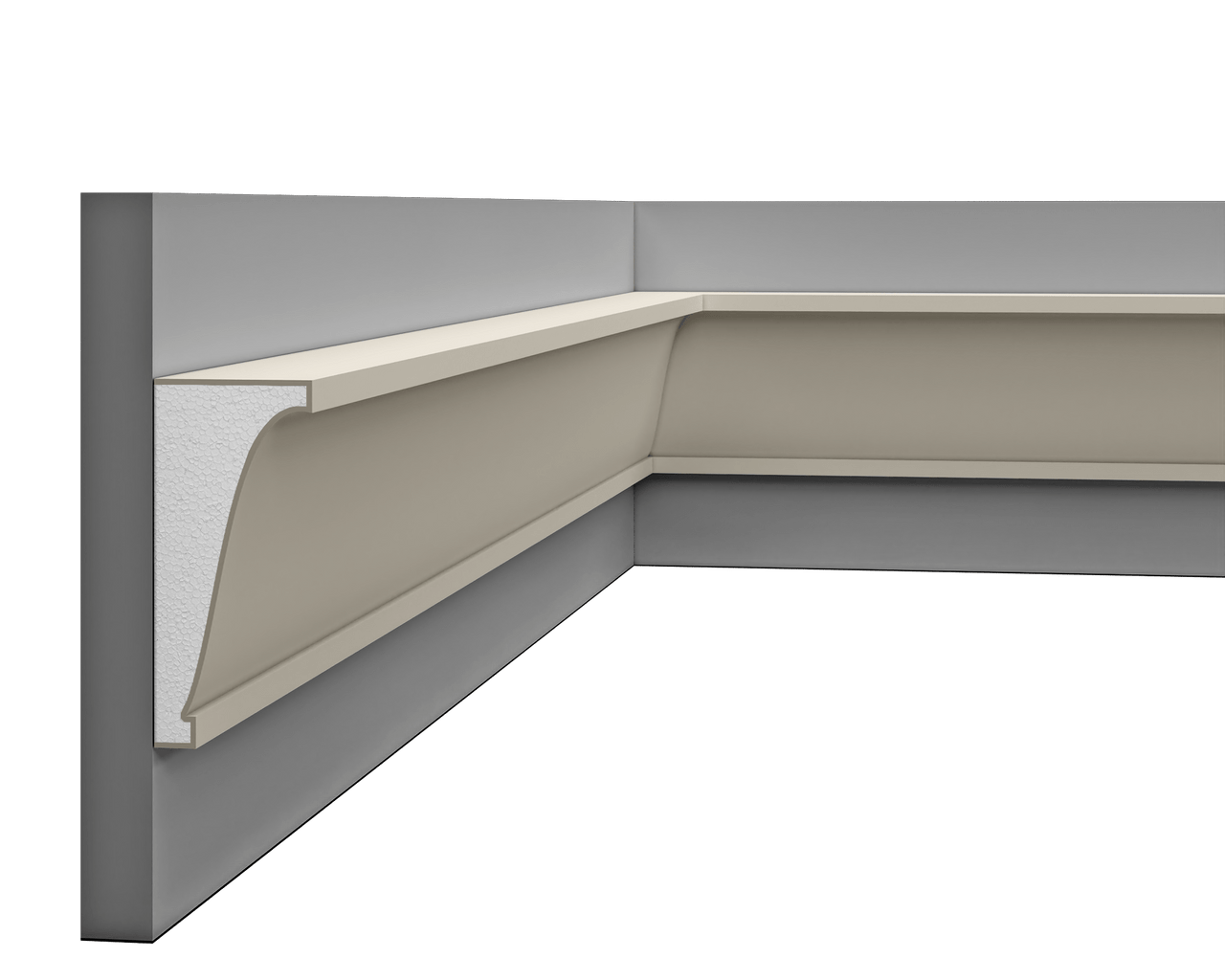 Moulure multifonctionnelle LP 009 en styrodur, finition moderne et élégante.