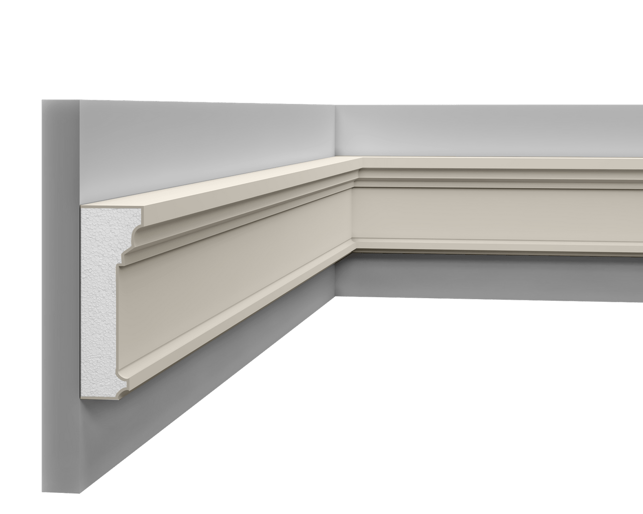 Moulure multifonctionnelle LP 044 en styrodur, finition moderne et élégante.