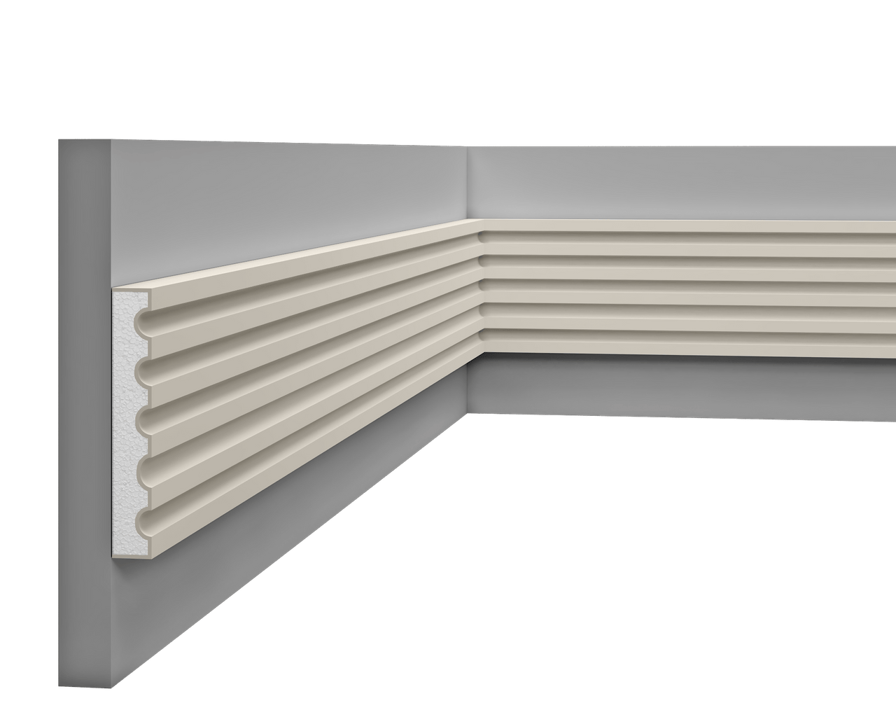 Moulure multifonctionnelle LP 048 en styrodur pour finitions intérieures et extérieures.