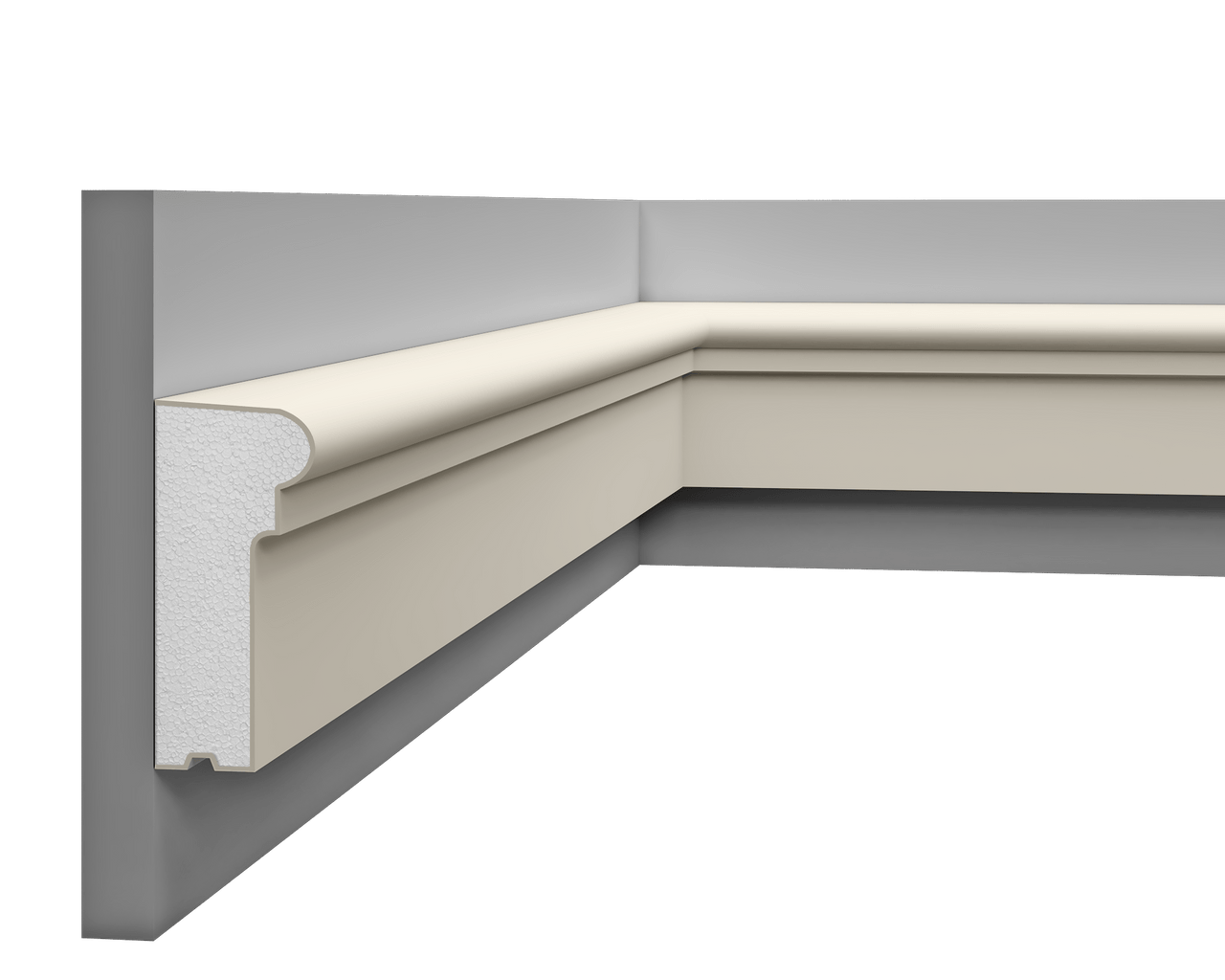 Moulure décorative LP 059 en styrodur, finition blanche, idéale pour l'intérieur.