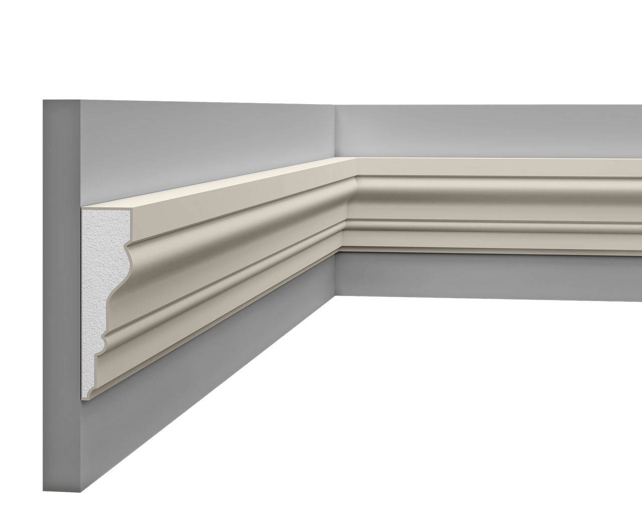 Moulure LP 064 en styrodur, finition moderne pour intérieurs.