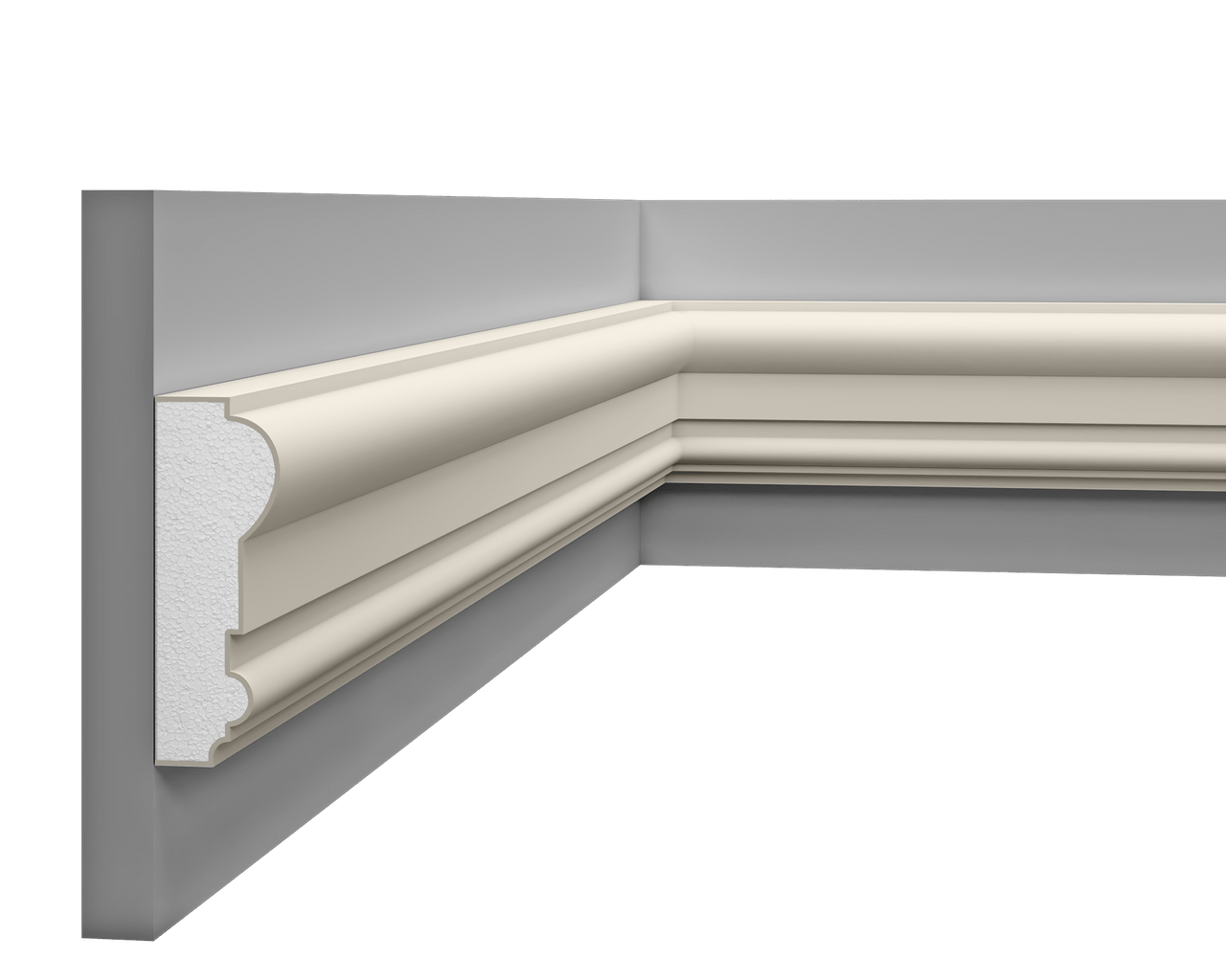 Moulure multifonctionnelle LP 066 en styrodur pour finitions intérieures et extérieures.