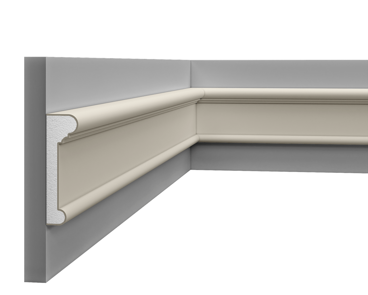 Moulure multifonctionnelle LP 184 en styrodur pour finitions intérieures.