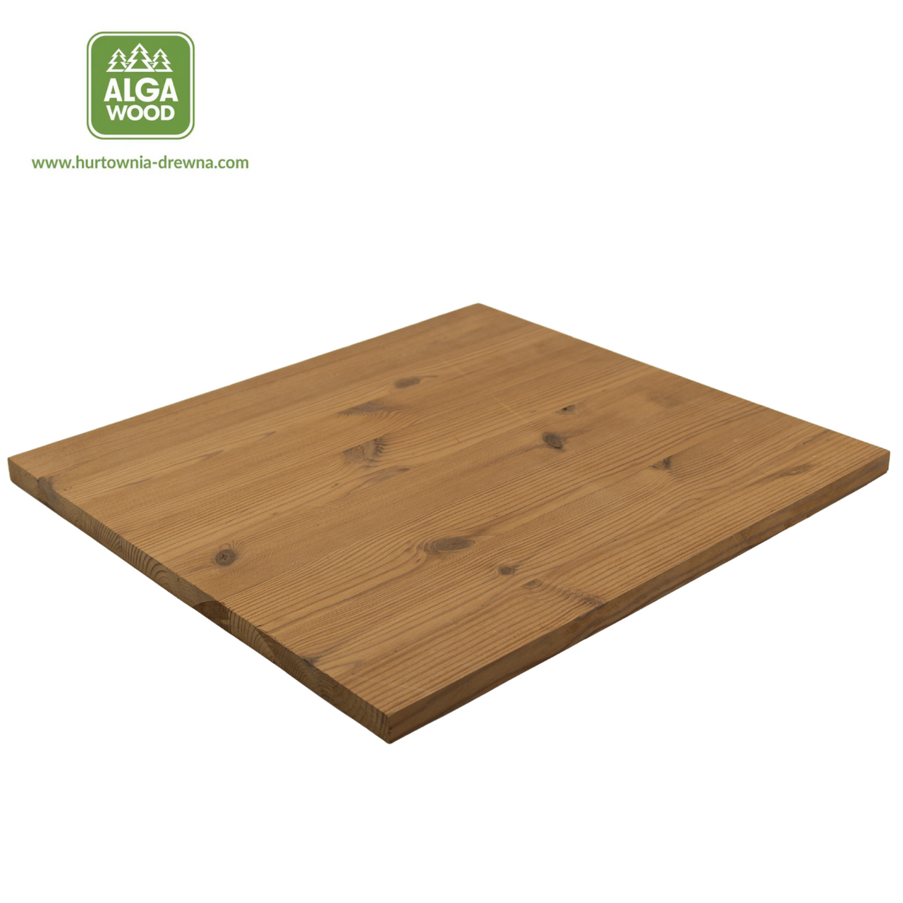 Plateau de table en pin thermo-traité rustique, vue de face, dimensions 1,8 × 121,2 × 298 cm