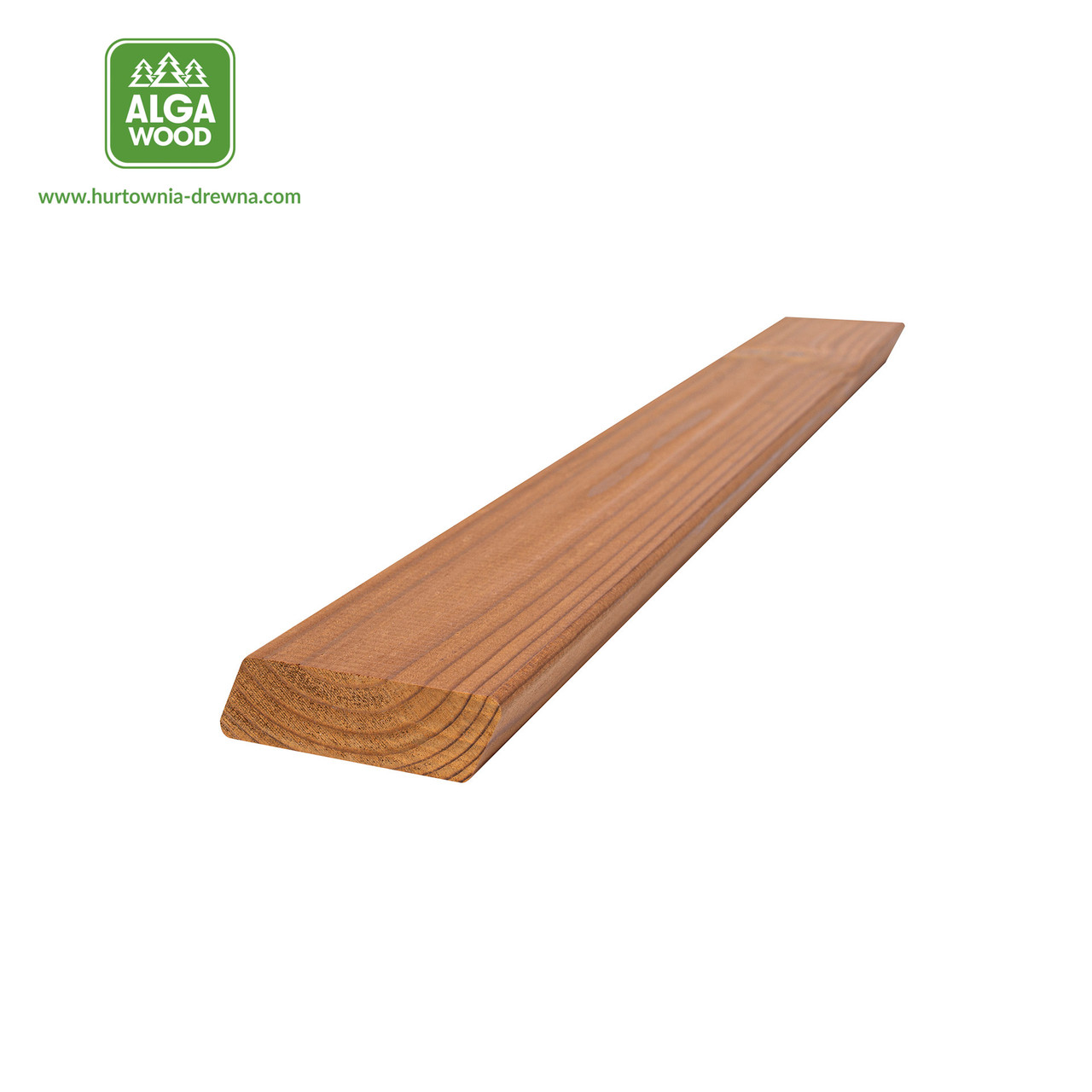 Vue latérale de la planche de pin thermo-traité AB losange 1,9 × 9,2 cm