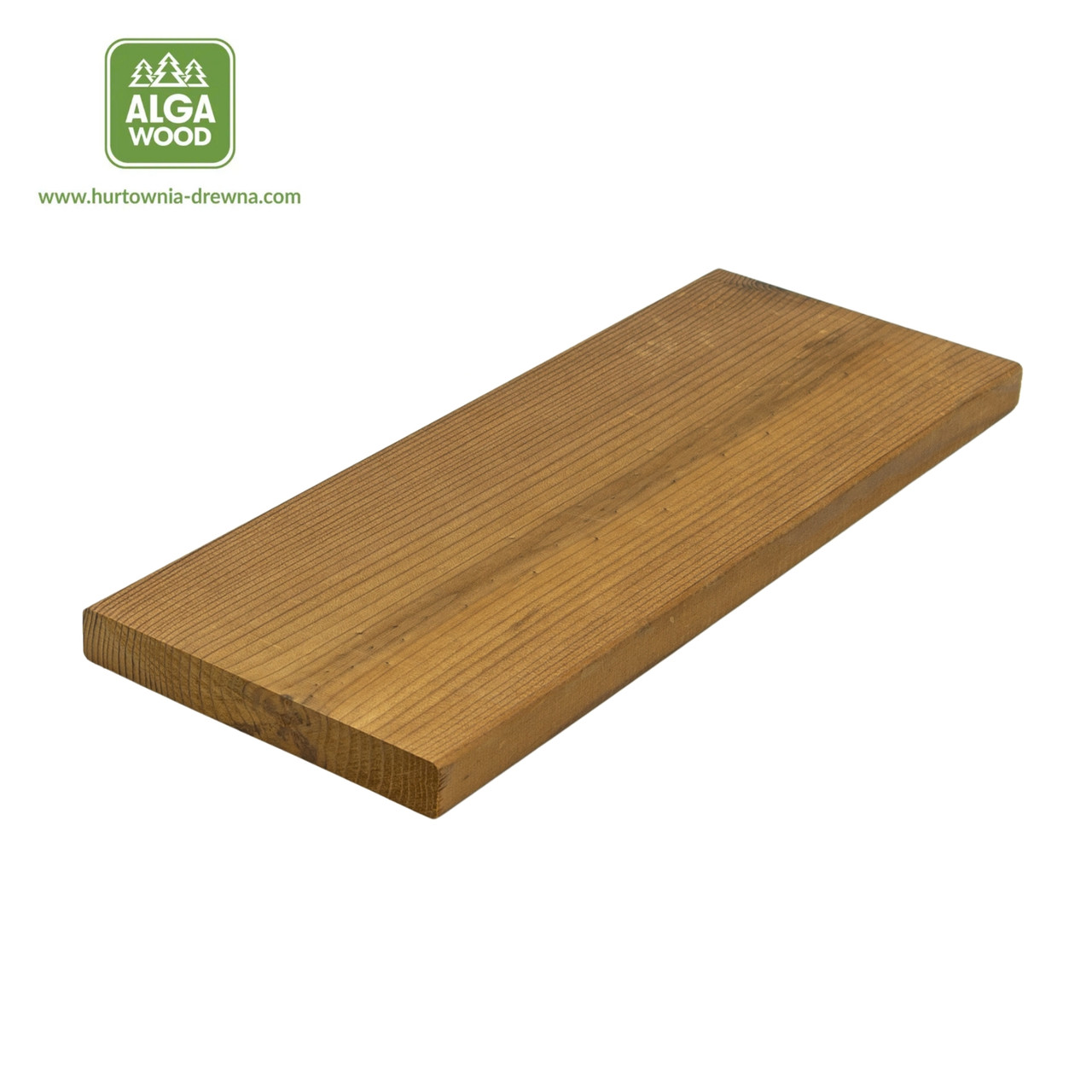 Planche thermo-traitée en pin AB, dimensions 1,9 x 14 cm, surface S4S – vue de face montrant le grai