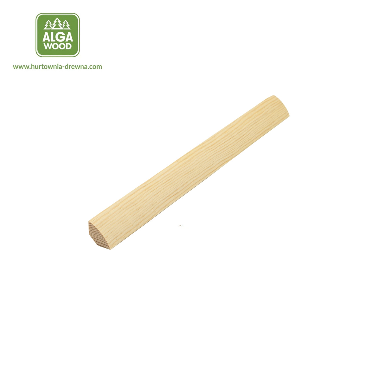 Quart de rond convexe en pin, section 2,5 cm x 2,5 cm, longueur 2,5 m – finition naturelle.