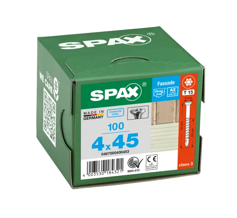 Vis à bois inox A2 4 x 4,5 cm TORX 15 – 100 pièces