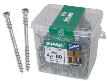 Vis à bois SPAX WIROX 4,5 x 6 cm, emballage de 400 pièces pour terrasse