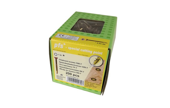 Vis à bois zinguée jaune 4,5 x 6 cm TORX 20 – 200 pièces