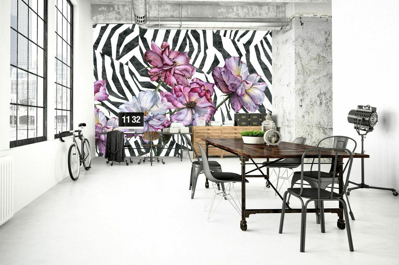 Papier peint Zebra Fleur